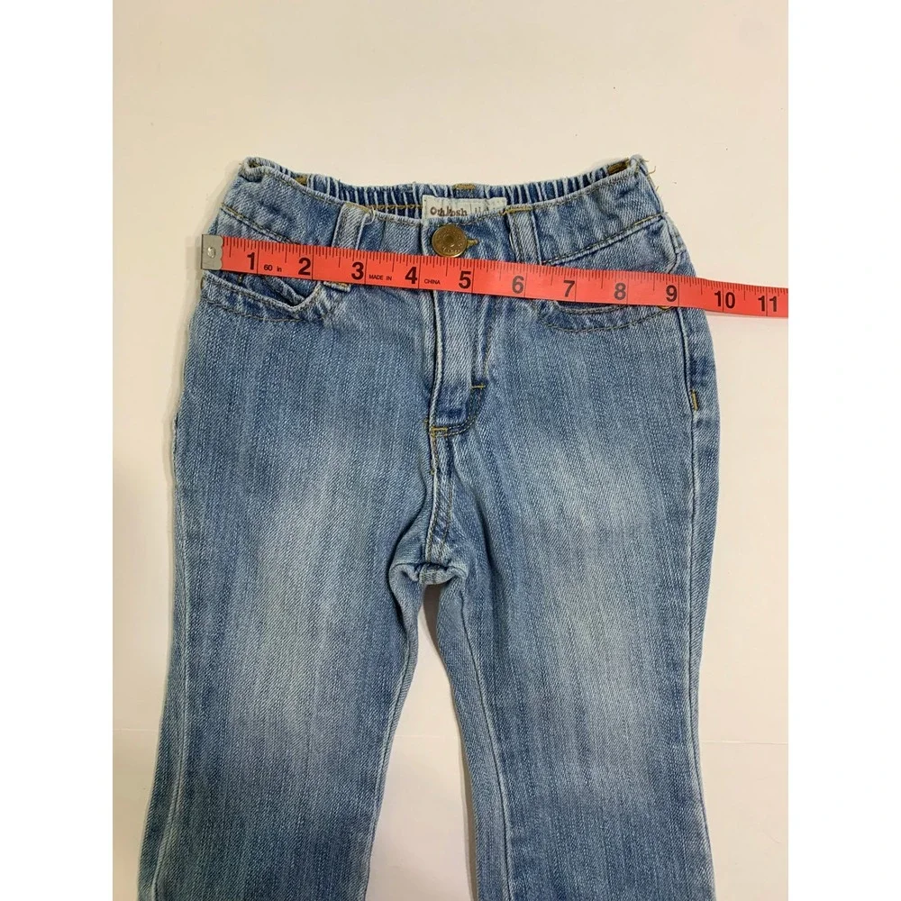 Oshkosh B'gosh Baby Girls Denim Jeans Elastic Waist Flower Accent Size 18 Months